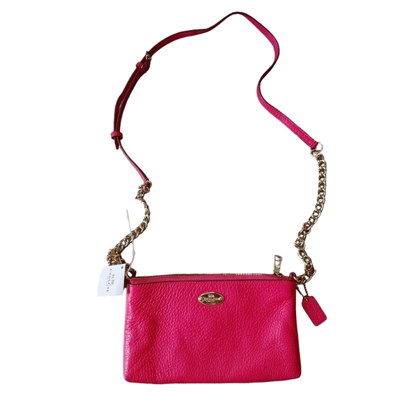 Coach Handbags - Coach Pebbled Leather Pink Quinn Crossbody Bag